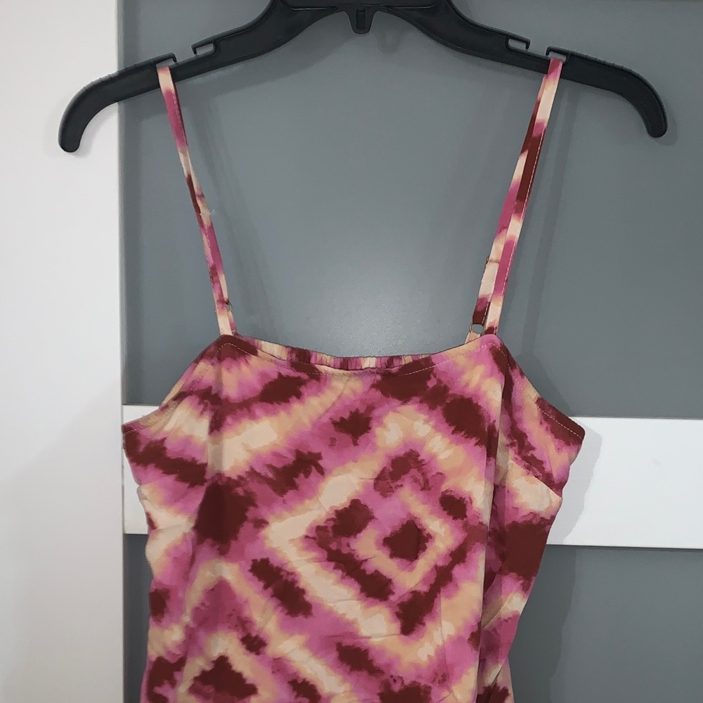 Japna Pink and Brown Geometric Maxi Dress - Picture 5 of 7